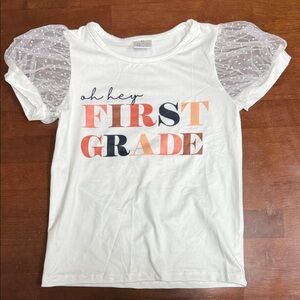 Amazon Kids First Grade Tee - White with Orange and Blue